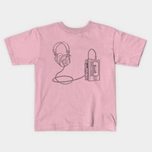 Portable Tape Player (Black Lines) Analog / Music Kids T-Shirt